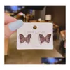 Stud Candy Color Shining Crystal Butterfly Women Stud Earrings Lady Wedding Jewelry 5 Colors Drop Delivery 2021 Dhsop