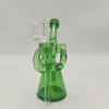 2022 6 Inch Green Twin Tube Glass Water Pipe Bong Dabber Rig Recycler Bongs Smoke Pipes 14.4mm Female Joint with Regular Bowl US Warehouse