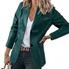 Women's Suits Wear-Resistant Regular Length Office Lady Faux Leather Blazer Coat Workwear