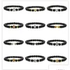 Beaded 18 Styles Buddha 8mm Birght Black Stone Beads Armband Vintage Sier Gold Lion Leopard Dabbell Skl Charms Stretch Jewelry Dro Dhgfp