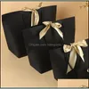 Gift Wrap Large Size Gifts Box Packaging Gold Handle Paper Gift Wrap Kraft With Handles Wedding Baby Shower Birthday Party Favor 212 Dhv4D