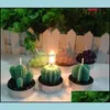 Свечи мода Succent Plants Flashess Candle Plant Plant Plant Artification Datifice Arting Christmas Decorations Party 1 3YH DR DHLIP