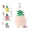 Keychains Lanyards Creative Pineapples Keychain 8cm Nyckelhållare Womeg Pendant Söta Pompoms Keyring Chains Christmas Gifts 16 Styles DHBGJ