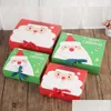 Dekoracje świąteczne wigilia wielkie pudełko prezentowe Święty Mikołaj Wróżka Kraft Papercard Present Party Favor Activing Red Green GIF DH8W1