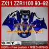 OEM-kuipen voor Kawasaki Ninja Zzr1100 ZX 11 R 11R 1990-1992 Body 164No.151 ZX-11 R ZZR 1100 CC ZX-11R ZZR-1100 ZX11R 90 91 92 ZX11 R 1990 1990 1991 1992 Dark Red BLK