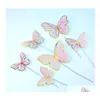 Other Event Party Supplies Baking Cake Decorate Purple Beauty Butterfly Shaped Gilding Plug In Unit Evening Party Wedding Decor 0 Dhvql