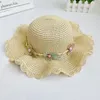 Sombreros 2022, sombrero de sol de verano para padres e hijos, gorra de cubo para mujer, gorras de playa Anti-UV de Panamá con flores y lazo dulce y bonito