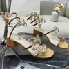 스틸레토 힐 샌들 Rene Caovilla Womens Shoes Luxury 09 뱀 꽃 다이아몬드는 발 반지 주위에 싸여 최고의 품질 9.5cm 하이힐 샌들