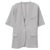 Kvinnors träningsdräkter Plus Size Women's Office Fashion Blazer Coat Löst ärmlös Vest kostym Jacka Hög midja Shorts Summer 3 Piece Set