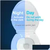 Gece Işıkları Led Tuvalet Koltuğu Gece Işıkları 8 Renk Akıllı Pir Hareket Sensörü WC Işık Pil Powered Tuvalet için Arka Işık