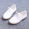 Sneakers Autumn Children Children Toddler Baby Flat Leather Shoes For Little Girls Boys School White Black Lace Up Casual 221205