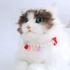 Hundkläder Kitten Bell Pearl Necklace Pet Collar Cute Bowknot Pendants Tillbehör smycken Neckkedja för små hundkatter