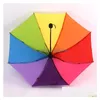 Umbrellas Portable Rainbow Foldable Umbrella Women Men Nonmatic Creative Folding Adts Children Hanging Sunny And Rainy Advertising U Dhd7T