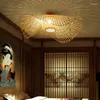 Luzes de teto Lâmpadas de bambu de estilo japonês lâmpada led de bambu de vime de vime de vime de referência de sushi restaurante decoração de sala de estar luminárias luminárias