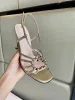 23ss Women's sandal take on the Interlocking with sparkling crystals Silver metallic leather Ankle strap closure High heel shoes Size 35-41