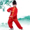 Vêtements de scène fille Costume chinois pour enfant chine Tai Chi traditionnel Wushu uniforme Costume filles garçon Kungfu ensemble