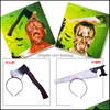 Party Decoration Simation Horror Spicy Knife Headband Axe Head Buckle Toys Tricky Hair Hoop For Halloween Decoration 3 5Jr E1 Drop D Dhwyo