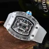 وصول مشاهدة للرجال الرياضة Wristwatch الاتصال الهاتفي الشفافة الكوارتز الساعات Silicone حزام 196s