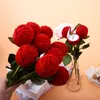 Creative Rose Flower Ring Box Flocking Flowers Wedding Engagement Marriage Valentine Day Gift Rings Box Jewelry Package Falls