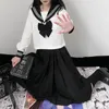 Set di abbigliamento Donne Bad Girls Tre linee di base Black JK Uniform Suit femminile Sailor Genuino giapponese Spring Autumn