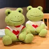 Plush Dolls 25cm Kawaii Dressing Frog Toy محشوة حيوان رقيق شخصية وسادة ناعمة للأطفال فتيان هدايا عيد ميلاد 221203