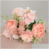 Dekorativa blommor kransar konstgjorda blommor vintage siden rosbukett brud som håller falskt hem bröllop dekoration tillbehör 556 dhcel