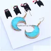 Dangle Chandelier Fashion Drusy Druzy Earrings Gold Plated Geometry Stone Dangle Moon For Women Jewelry Drop Delivery Dhsnq