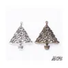 Charms 50 Stück großer Weihnachtsbaum-Charm, Heiratstag-Charms-Anhänger in Antik-Silber-Bronze-Farbe, 62 x 48 mm, C3, Drop-Lieferung, Schmuck Dh3V9