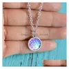 Pendant Necklaces Fashion 8 Colors Mermaid Scale Resin Charm Pendant Necklaces Fish Stainless Steel Chains Collar For Women Ladies J Dhbqn