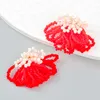 Exaggerated Handmade Beaded Flower Earrings for Woman Bohemian Fashion Ethnic Tassel Stud Earrings Gift Jewelry