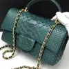 7A new top ladies leather bag designer luxury python 20cm shoulder crossbody handbag classic fashion retro flap bag replica multicolor original wholesale gift box