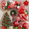 Juldekorationer Candy Cane Christmas Balloon Arch Garland Kit Red Gold Latex Ballons Christmas Foil Globos 2023 Party Decor 221205