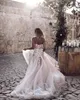 Sexy chérie tulle une ligne robes de mariée romantique dentelle appliques perlée bohème pays robes de mariée dos ouvert balayage train deuxième robe de réception 2023