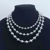 Énorme grand 8/10/12mm hommes femmes collier chaînes boule perles chaîne en acier inoxydable argent toute longueur 18-40 pouces
