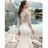 2023 Exquisite Spitze Applikationen Meerjungfrau Brautkleider Maßgeschneiderte weiße Sweep Zug Tüll Strand elegante Plus Size Brautkleider