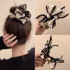 ヴィンテージブラックボウノットヘッドウェアヘアピンエレガントな大きなパンポンテールホルダーヘアクリップ女性ヘアジュエリーギフト