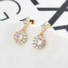 Stud Earrings Crystal Women Jewelry Korean Fashion Studded Temperament Super Flash Clear Zircon Copper Allergy Christmas