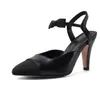 Slingbacks Bow Classic Newset Tie Décolleté da donna Big Size 35-43 Scarpe da sposa per feste da donna in pelle con tacco alto 469