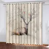 Curtain Nordic Modern Elk Printed Blackout Curtains Home Woven Decoration Bedroom Cortinas Para La Sala Cortineros