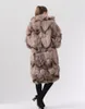 Wełniane mieszanki damskiej mody prawdziwy futra długa płaszcz dla kobiet Zima zagęszcza ciepłą luźną kurtkę zimną odzież wierzchnią panie uliczne 221205