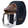 Cinturones Cinturón elástico trenzado para hombres Mujeres Lona tejida Estiramiento Correa de cintura Jeans Pour Hommes Hebillas grandes Ceinture