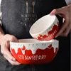 Bowls Ceramic Single Lovely Girl Heart Strawberry Household Dish Plate Soup Instant Noodles Breakfast Cereal Salad 221203