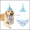 Feestmutsen schattige doggie party hoed met slabbetjes cartoon het is mijn verjaardag printpapier caps huisdier kleding accessoires 9my e1 drop levering dh56e