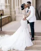 Plus Size Arabic Aso Ebi Lace Beaded Mermaid Wedding Dress High Neck Sheer Neck Long Sleeves Vintage Sexy Bridal Gowns Dresses7453561