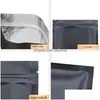 Sacs d'emballage Mtisizes Noir Zip Lock Sacs d'emballage à fond plat Feuille d'aluminium Joint à fermeture à glissière Emballage Mylar Sac d'emballage cadeau pour Foo sec Dhbcl