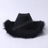 Fashion Cowgirl Hat Felfy Feather Western Cowboy Chapéu para Festival de Natal Bacharel Capinho de Vestido de Carnaval