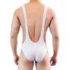 Herrkroppsformar rib tyg m￤ns bodysuit underkl￤der m￤n sexig utbuktning p￥se jockstrap underkl￤der brottning singlet erotisk form