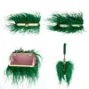 Evening Bags Luxury Ostrich Feather For Women Chain Shoulder Crossbody Bag Tassel Party Clutch Purse Green Wedding Handbags 221203