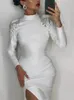 Casual Dresses Autumn Elegant Long Sleeve O Neck Bandage For Women Sexiga backless Diamonds Tassel Split bodycon Party Maxi Dress