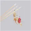 Jouets pour chats Jouets pour chats Jouets pour animaux de compagnie Accessoires pour chat Teaser Chaton Baguette Sisal Ball Bell Plume Corde élastique Bois Tige Bâton 20220611 T2 Dhxhj